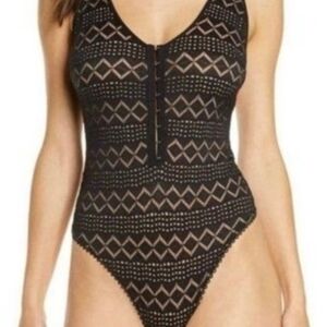 Free People Black Lace Bodysuit